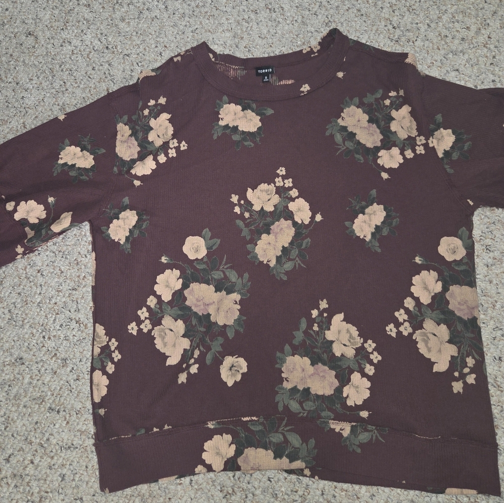 Oversized Floral Knit Top Torrid Size 0 - Picture 6 of 11